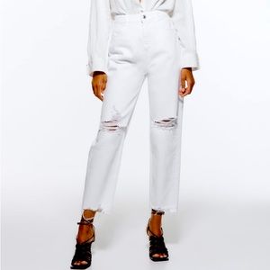 High waisted distressed mom jeans from Zara